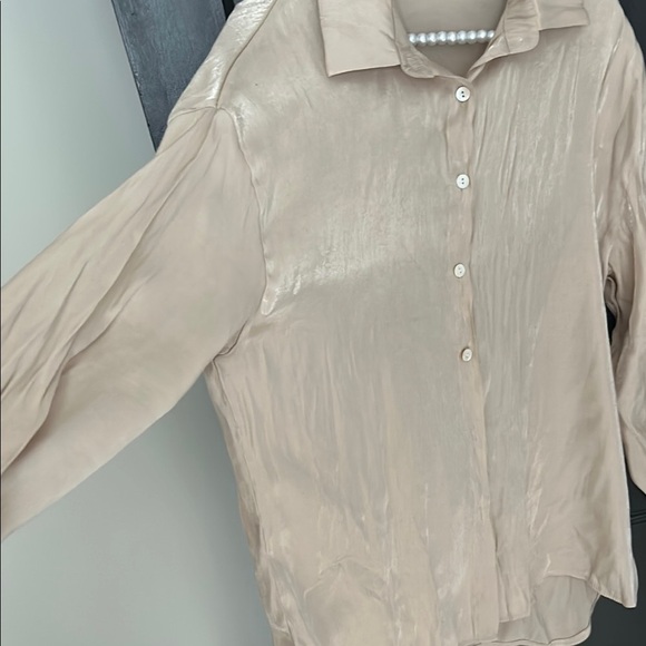 SHEIN Shimmering Cream Blouse - Picture 2 of 2